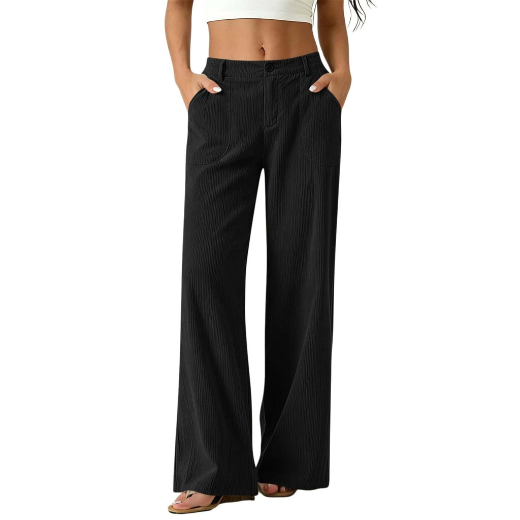 Women Wide Leg Elastic High Waist Trousers