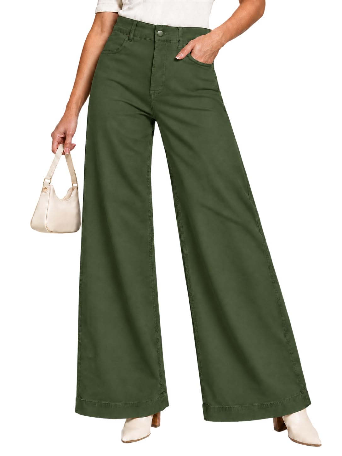 Womens High Waist Wide Leg Jeans Casual Stretch Loose Denim Pants
