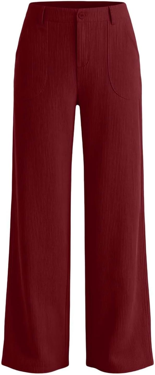 Women Wide Leg Elastic High Waist Trousers