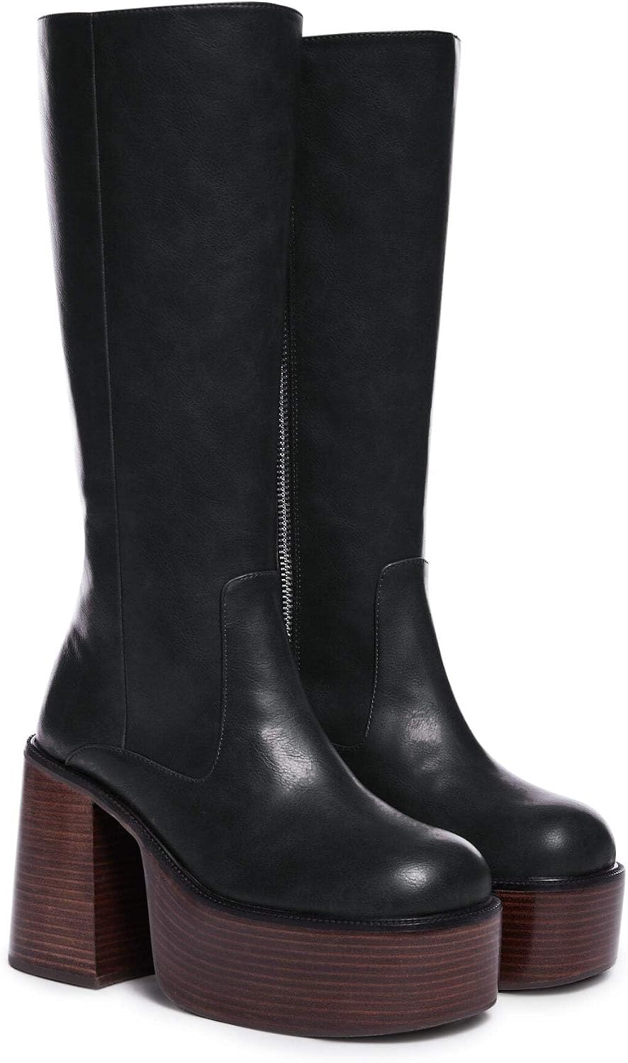 Dolls Kill Vintage Soul Knee High Boots by Delia’s – Women’s Vegan Leather Platform Boots with Block Heels