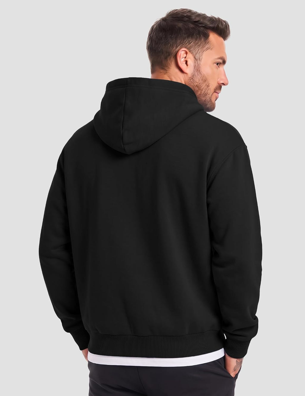 Mens Oversized Full Zip Up Hoodie Sweatshirt Fleece Lined
