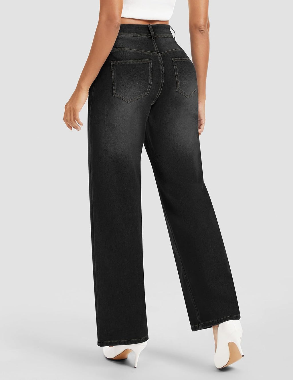 Wide Leg Jeans Woman Stretchy Pull on Sweatpant Jeans Baggy Denim Pants