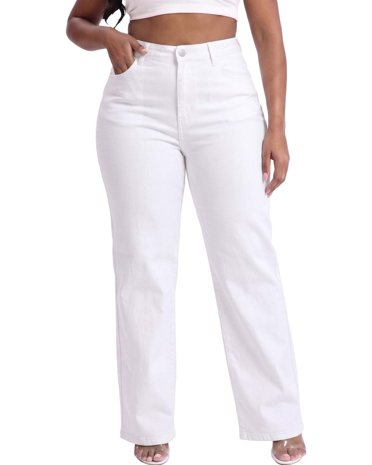 Plus Size Jeans for Curvy Women Straight Leg Stretchy Jeans