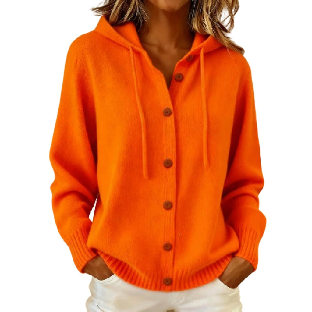 Womens Oversized Hooded Sweatshirt Cardigan Button Front Knit Long Sleeve Drawstring Hoodie 2026 Casual Fall Winter Top