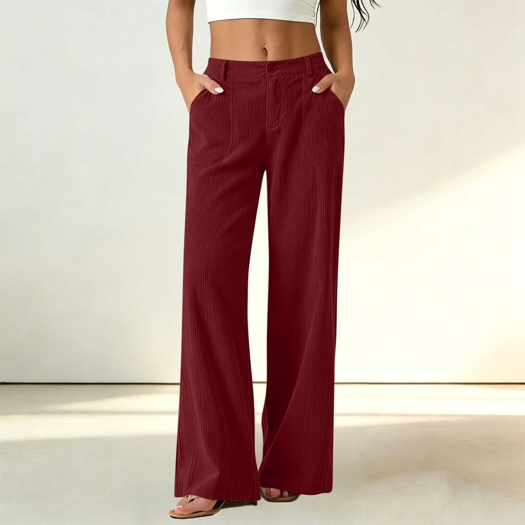 Women Wide Leg Elastic High Waist Trousers
