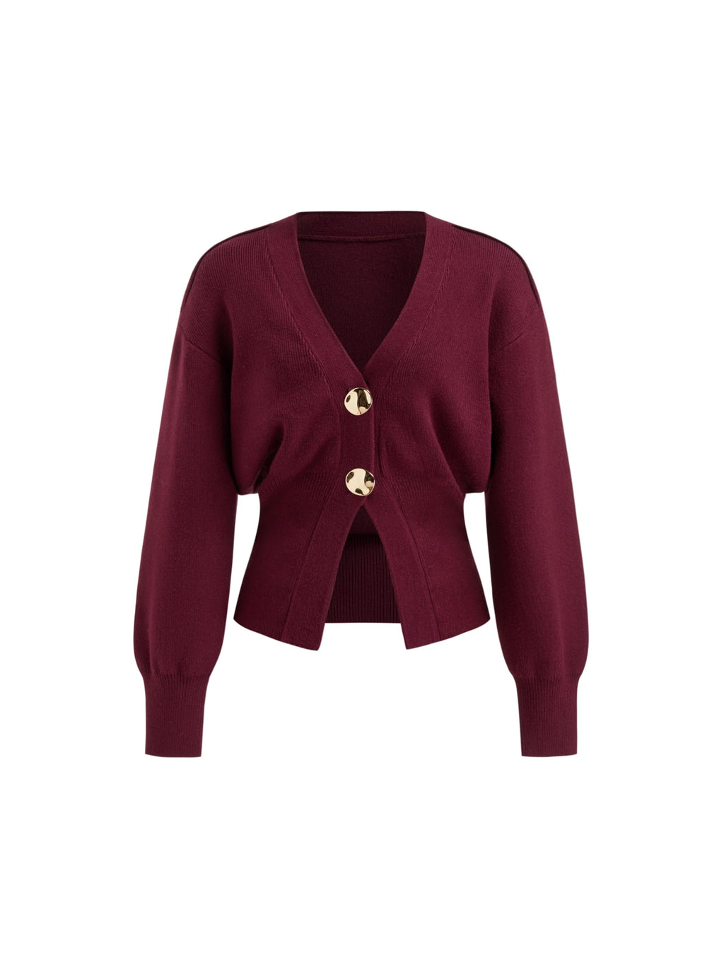 Sweater for Women Knitted Long Sleeve V Neck Trendy Open Front Sweaters with Gold Buttons