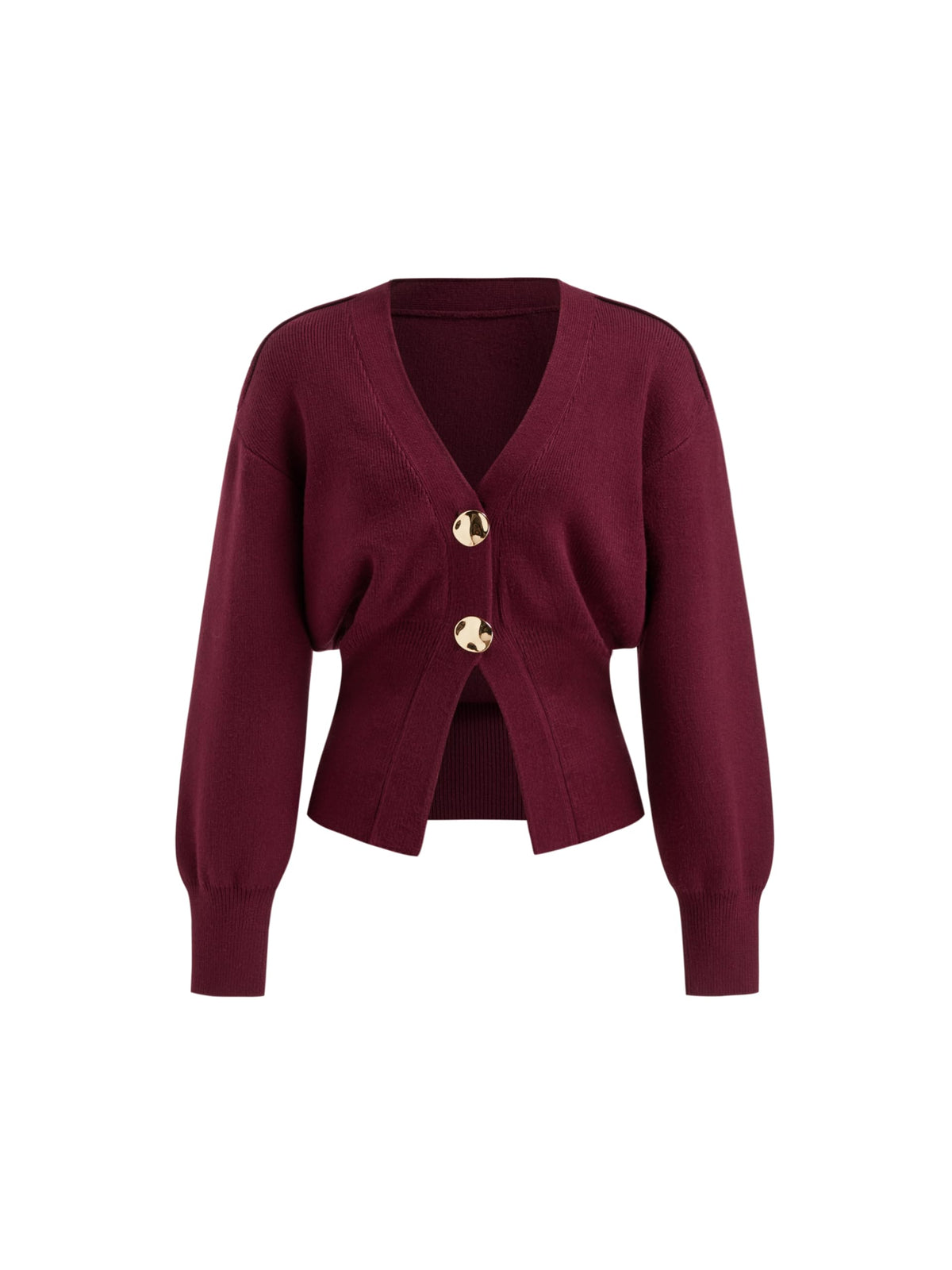 Sweater for Women Knitted Long Sleeve V Neck Trendy Open Front Sweaters with Gold Buttons