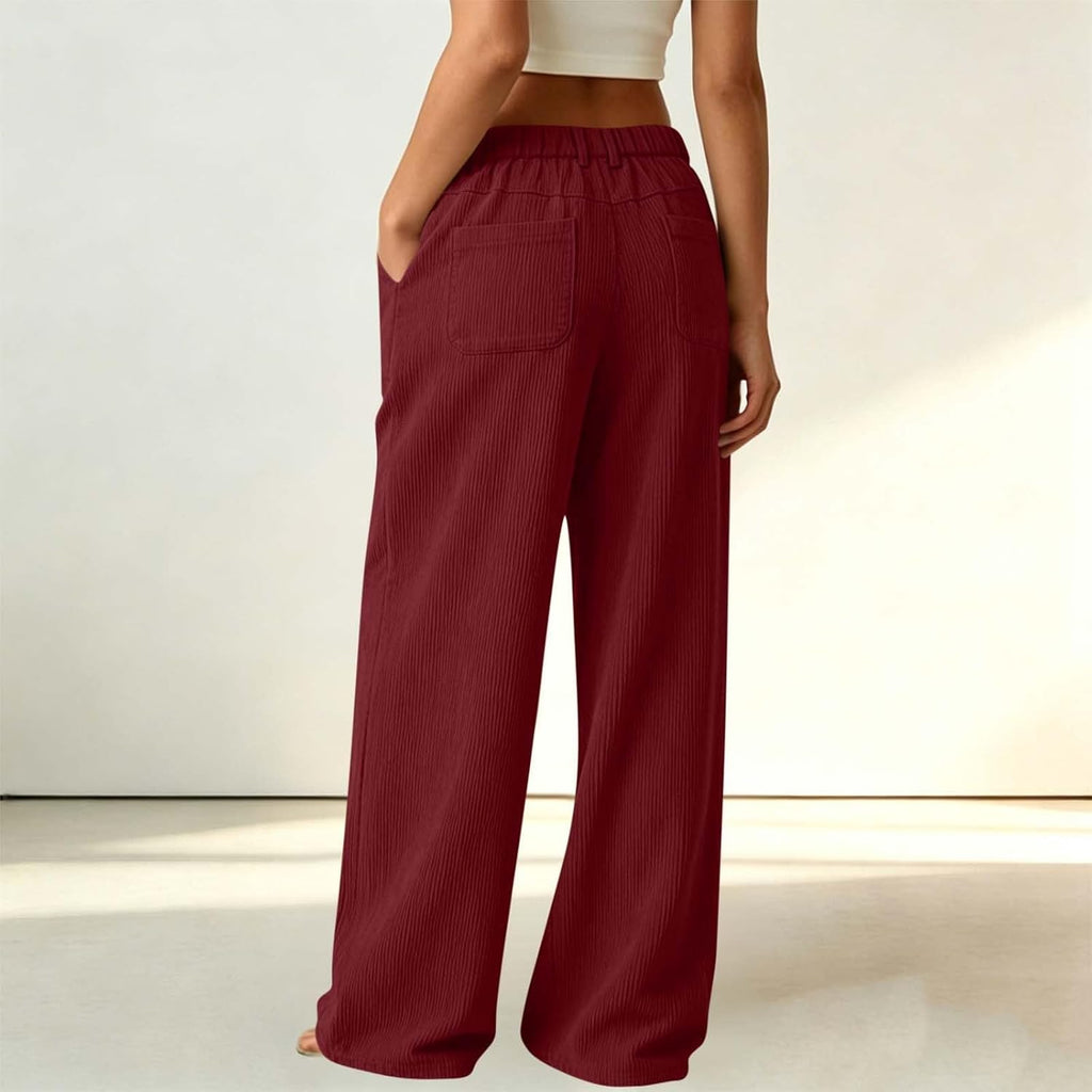 Women Wide Leg Elastic High Waist Trousers