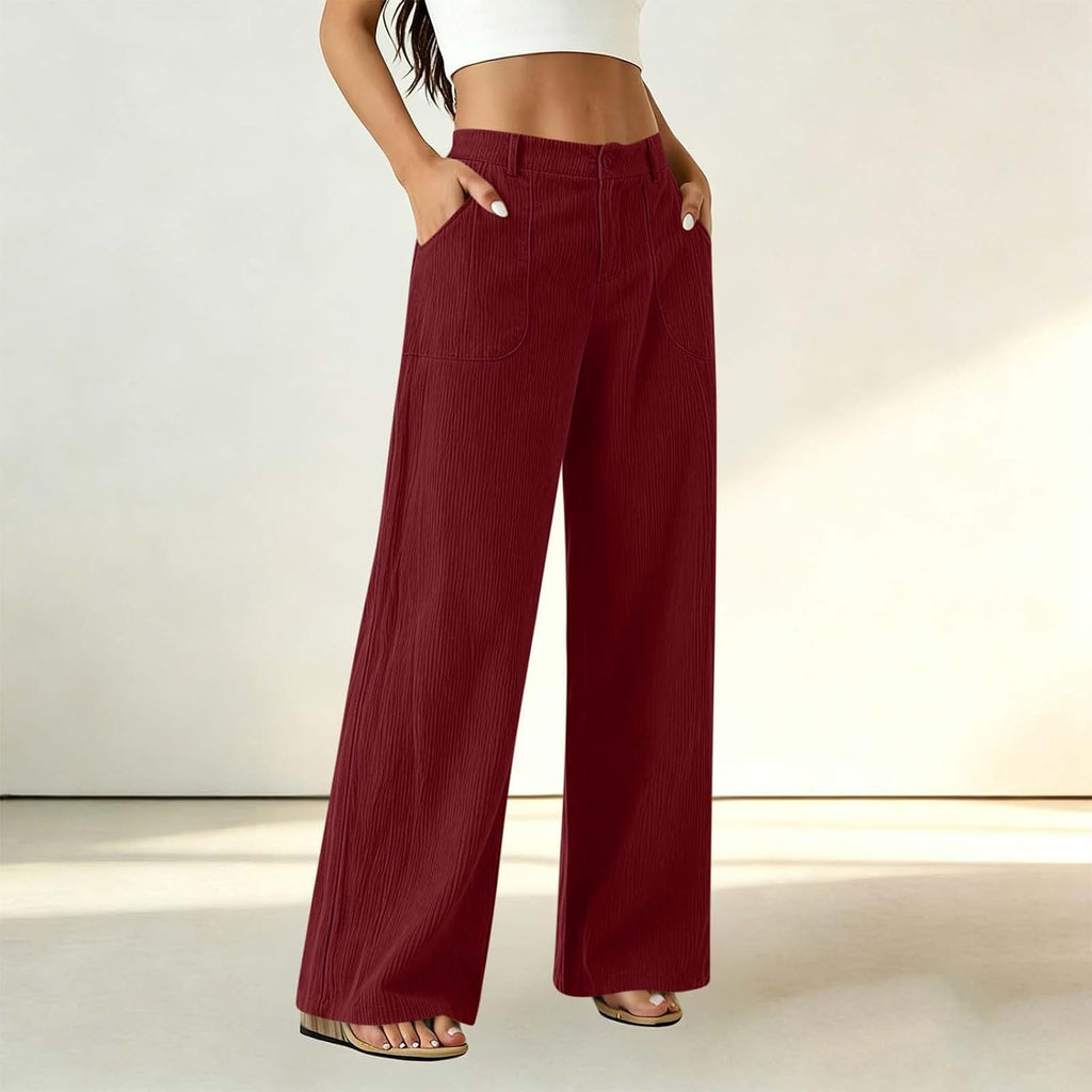 Women Wide Leg Elastic High Waist Trousers