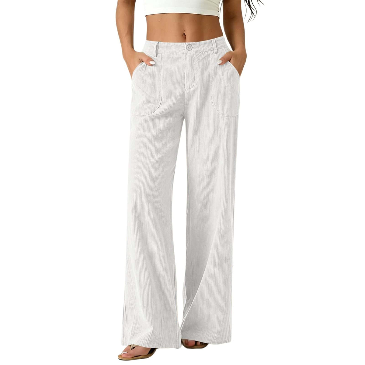 Women Wide Leg Elastic High Waist Trousers