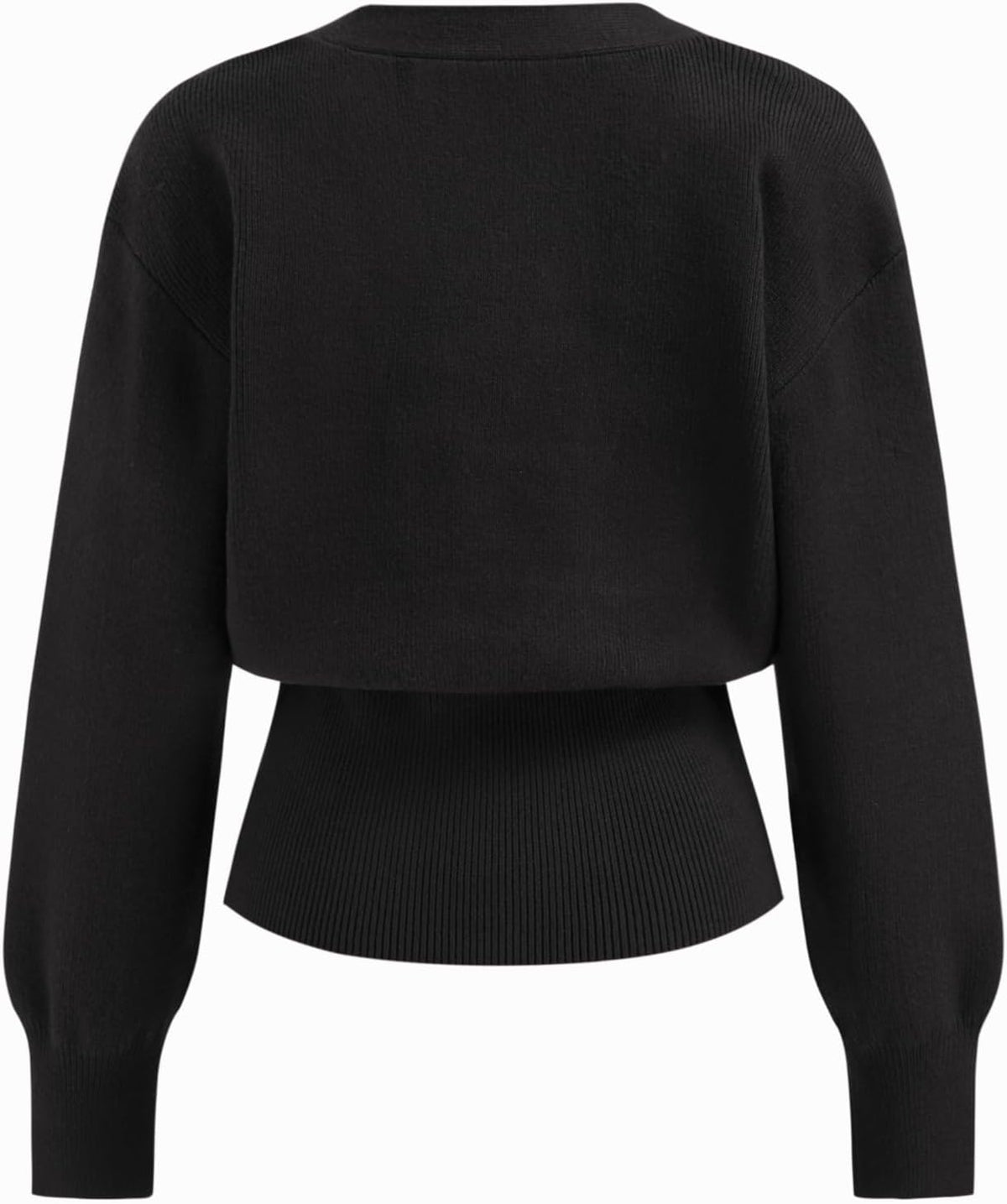Sweater for Women Knitted Long Sleeve V Neck Trendy Open Front Sweaters with Gold Buttons
