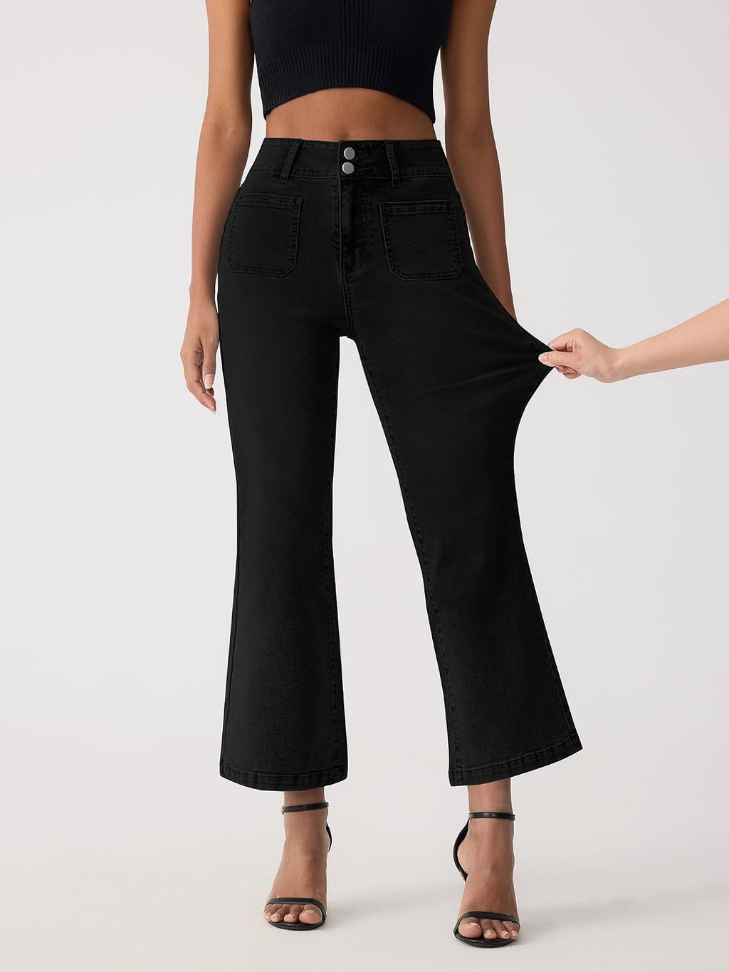 Jeans for Women High Waisted Cropped Flare Jeans Wide Leg Denim Pants