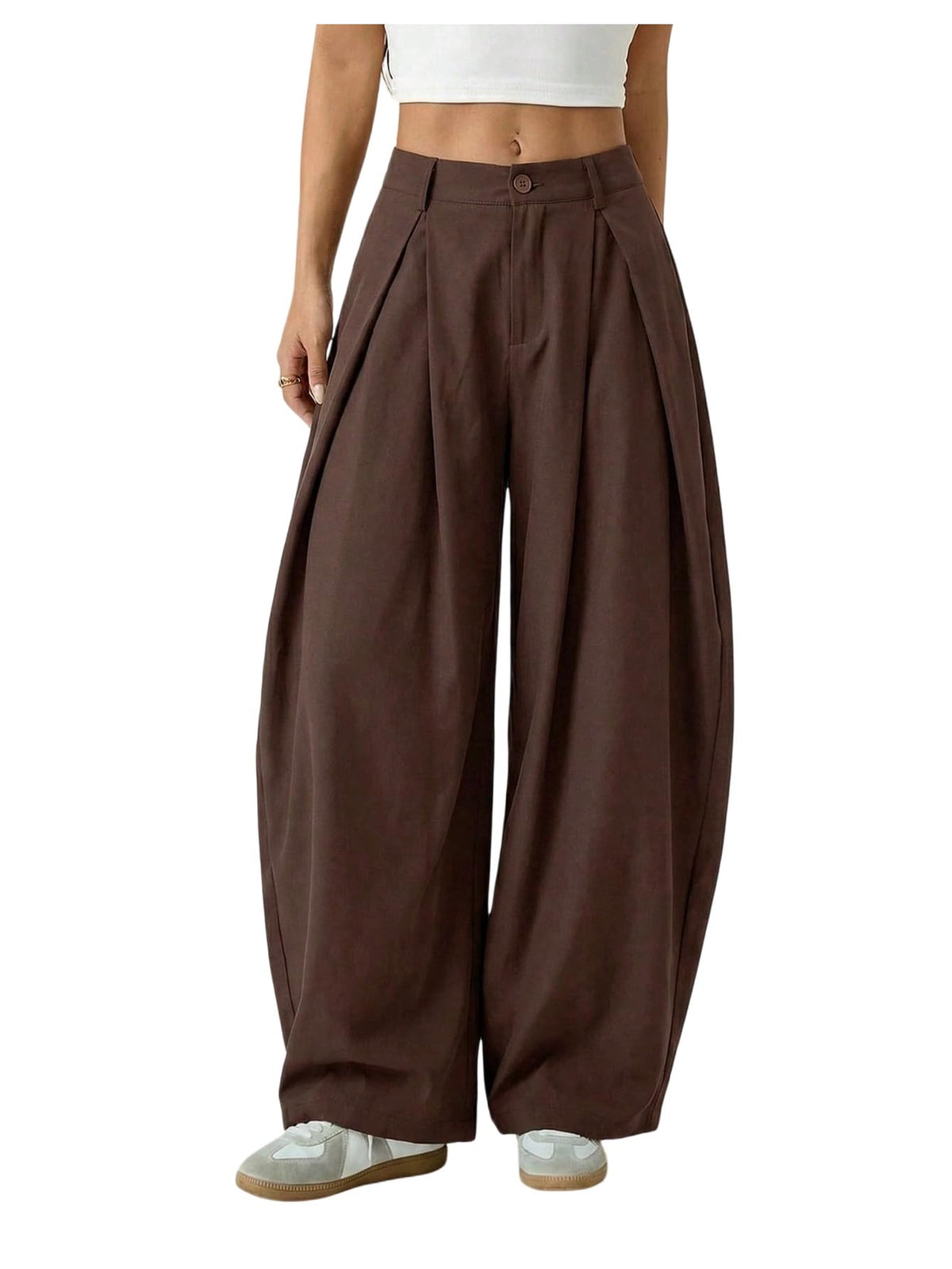 Women's Barrel Pleated Oversized Wide Leg Cargo Pants