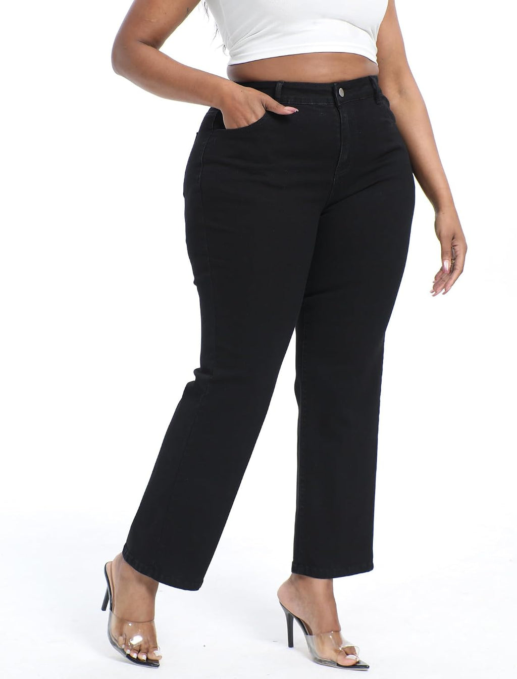Plus Size Jeans for Curvy Women Straight Leg Stretchy Jeans