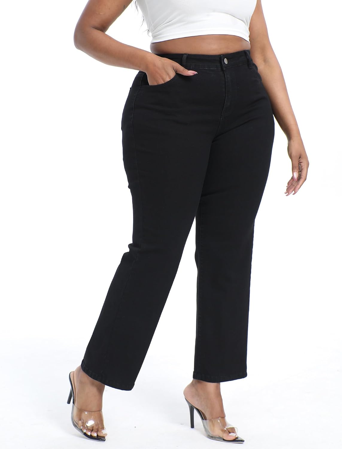 Plus Size Jeans for Curvy Women Straight Leg Stretchy Jeans
