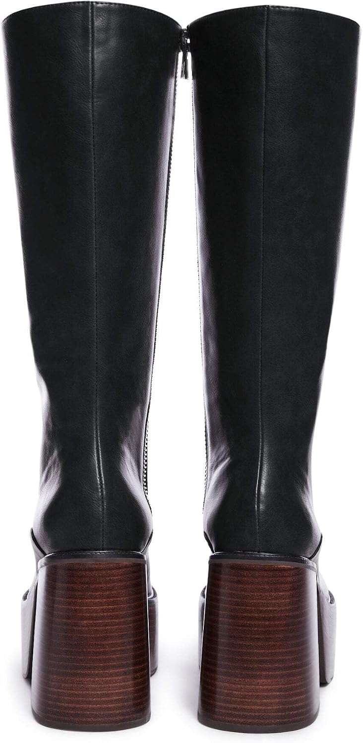 Dolls Kill Vintage Soul Knee High Boots by Delia’s – Women’s Vegan Leather Platform Boots with Block Heels