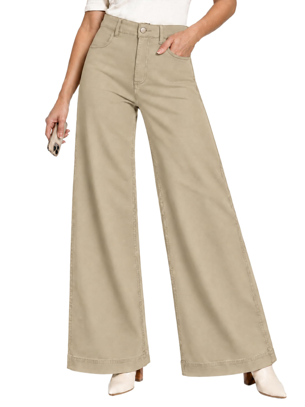 Womens High Waist Wide Leg Jeans Casual Stretch Loose Denim Pants