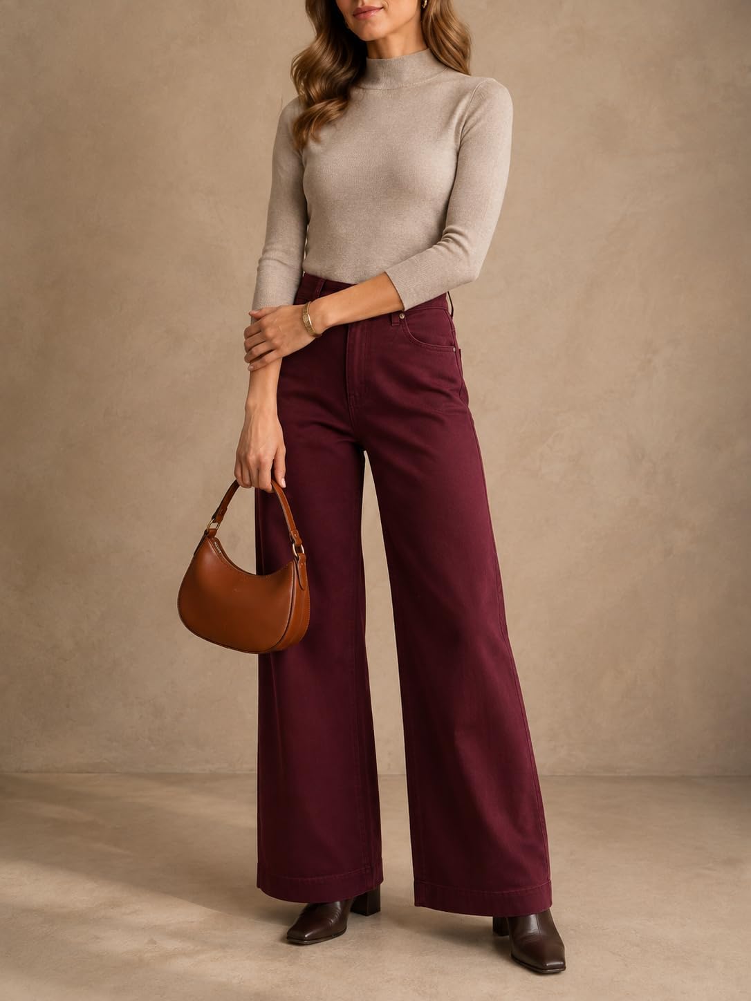 Womens High Waist Wide Leg Jeans Casual Stretch Loose Denim Pants