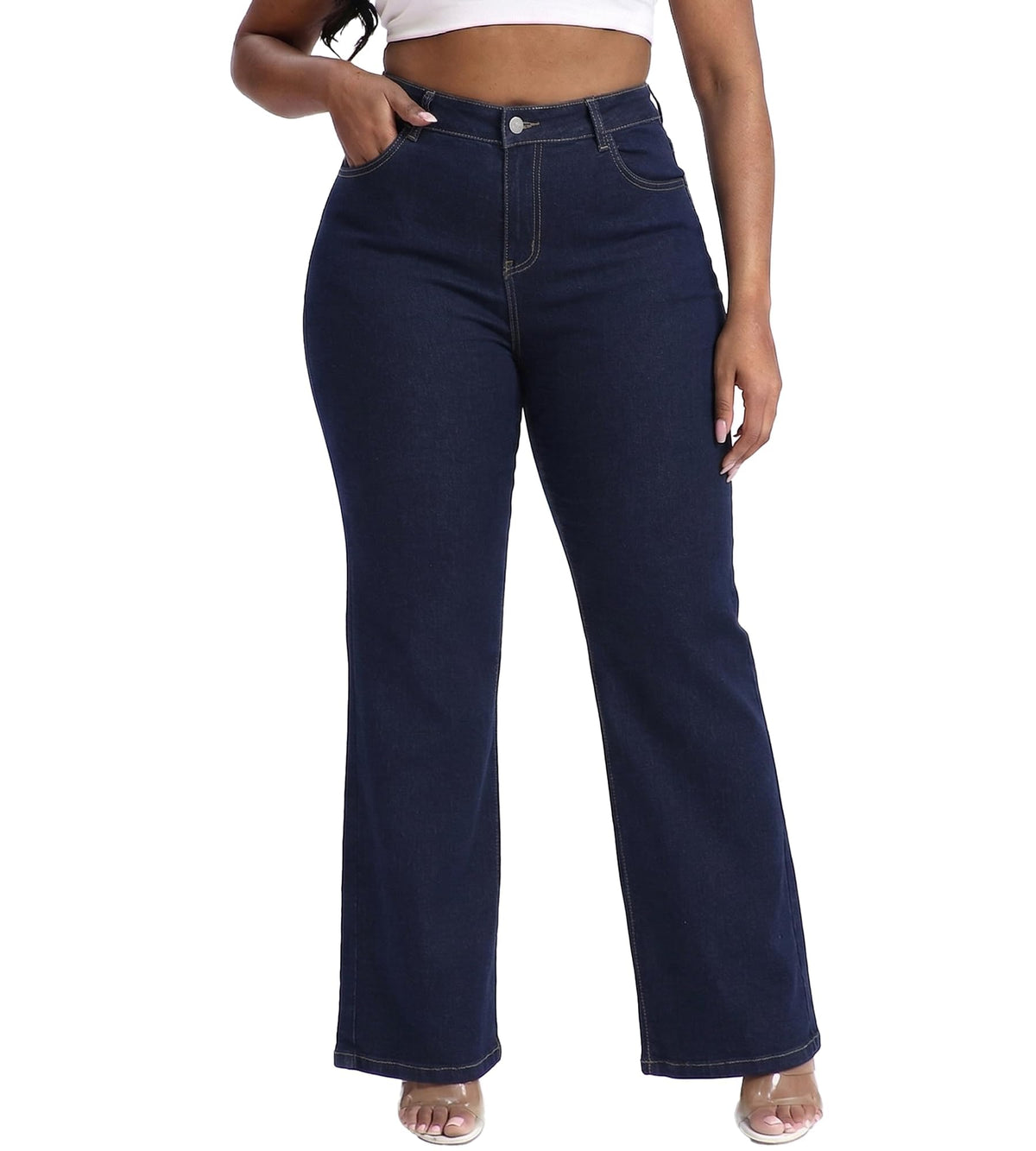 Plus Size Jeans for Curvy Women Straight Leg Stretchy Jeans