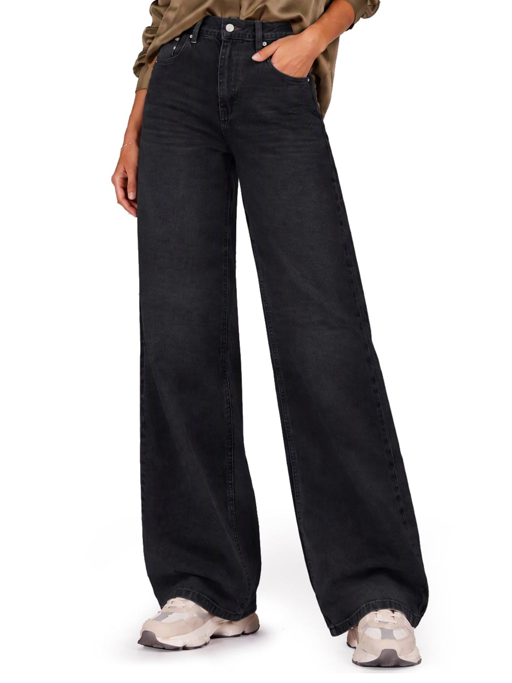 Womens Wide Leg Jeans High Waisted Stretch Denim Pants Loose Fit Casual Baggy Jeans with Classic 5 Pockets