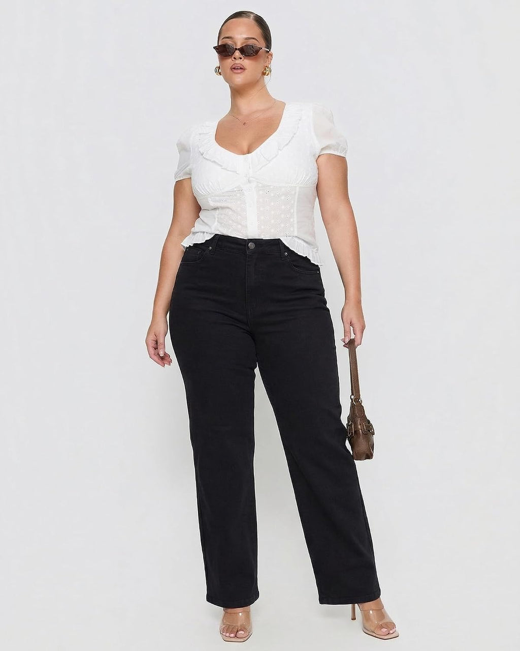 Plus Size Jeans for Curvy Women Straight Leg Stretchy Jeans
