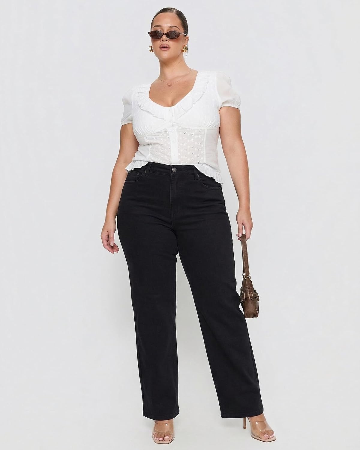 Plus Size Jeans for Curvy Women Straight Leg Stretchy Jeans