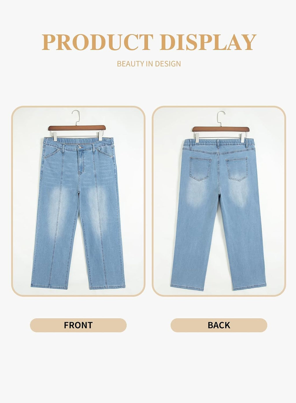Plus Size Wide Leg Jeans High Waisted Stretchy Denim Pants