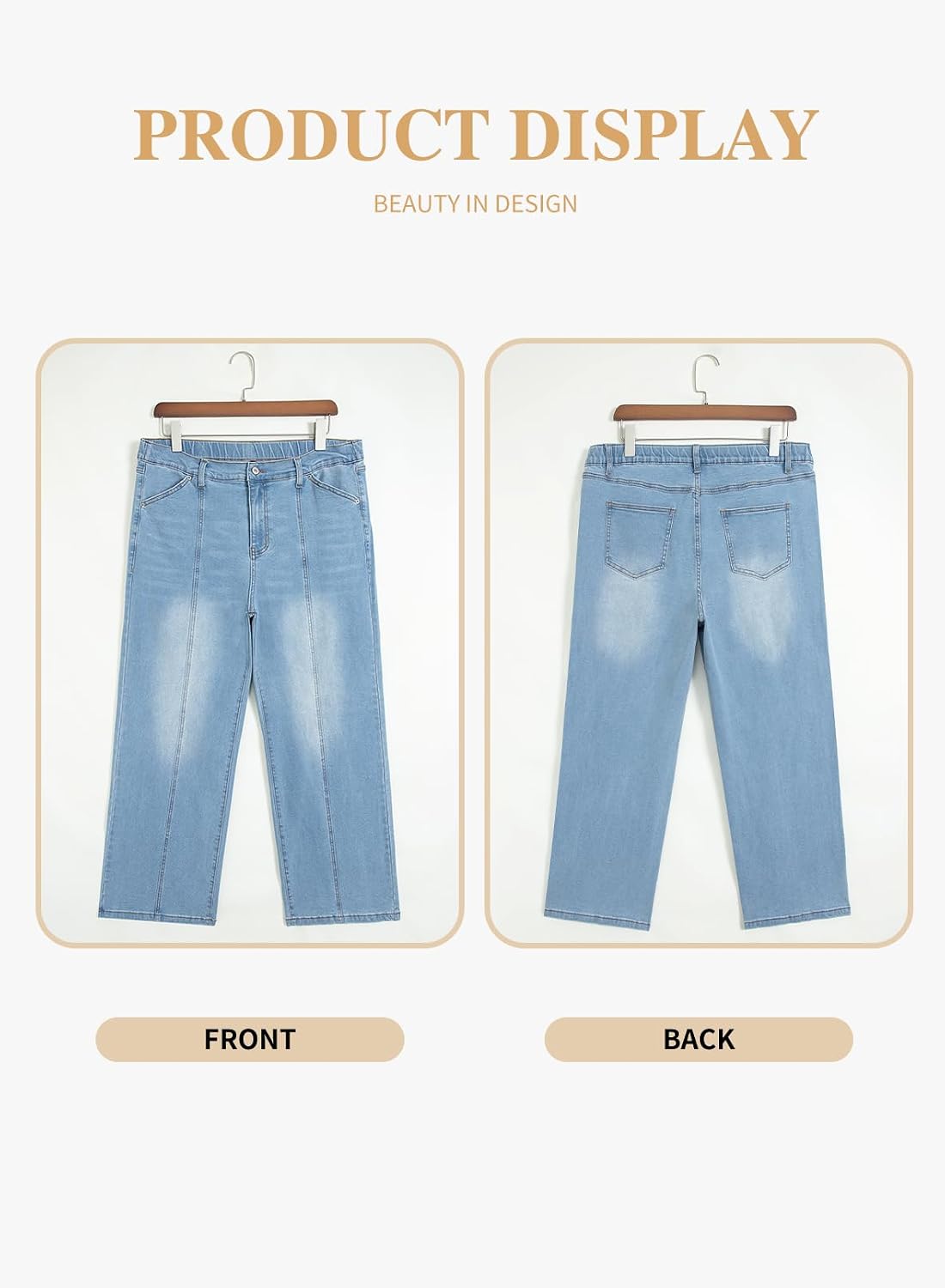 Plus Size Wide Leg Jeans High Waisted Stretchy Denim Pants