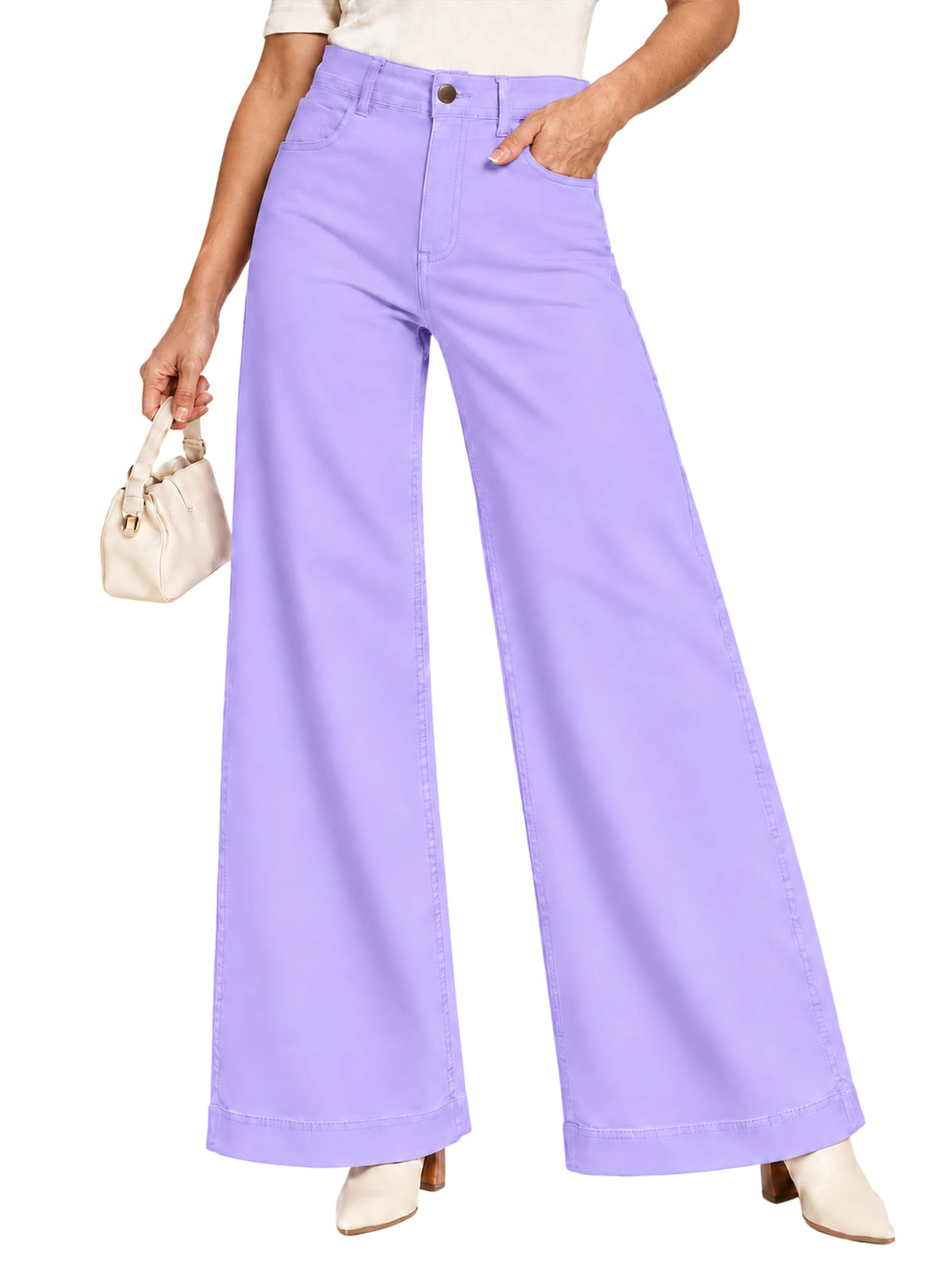 Womens High Waist Wide Leg Jeans Casual Stretch Loose Denim Pants