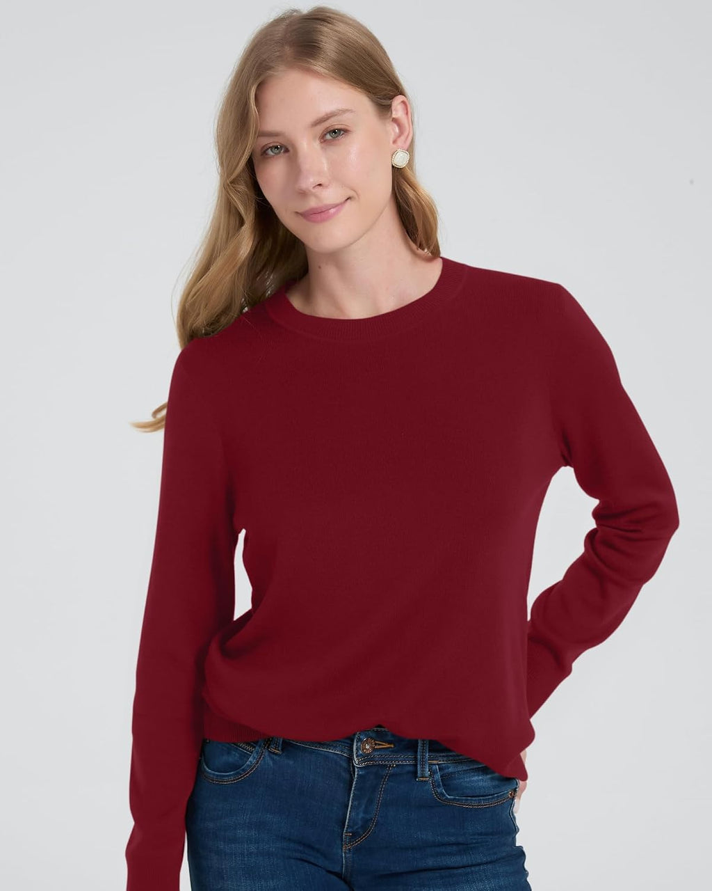 Women's 100% Merino Wool Sweaters Long Sleeve Crewneck Fall Sweater