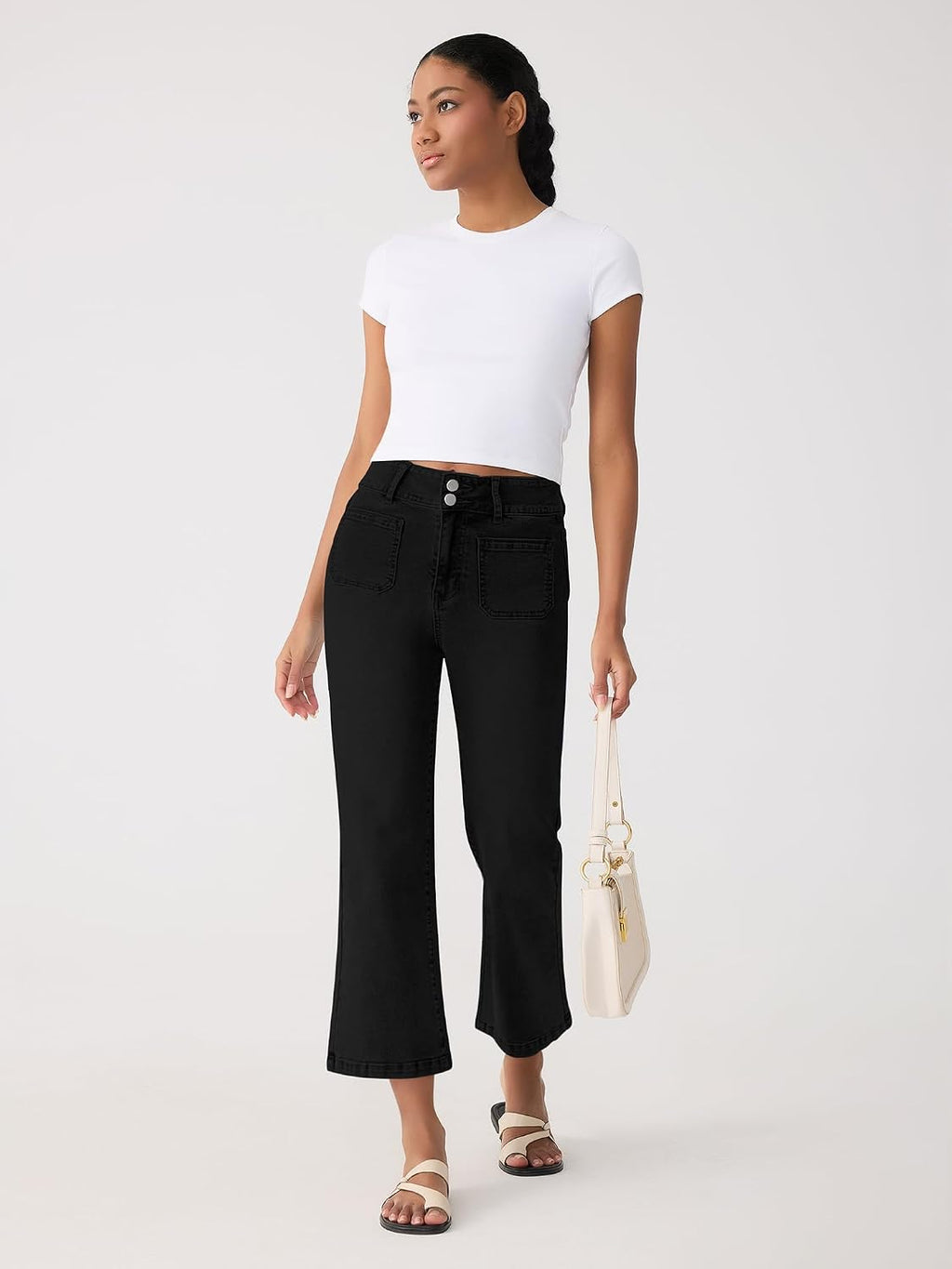 Jeans for Women High Waisted Cropped Flare Jeans Wide Leg Denim Pants