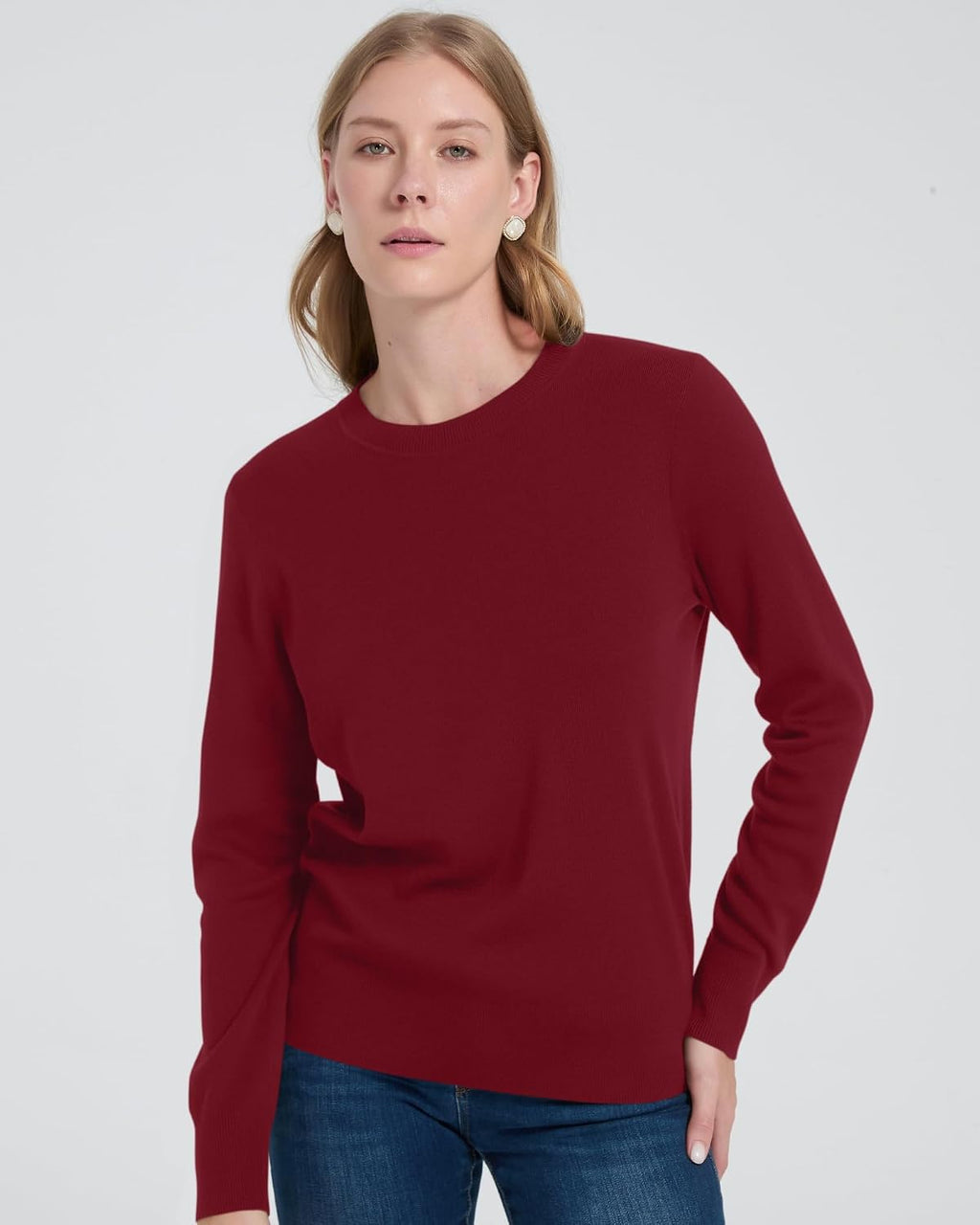 Women's 100% Merino Wool Sweaters Long Sleeve Crewneck Fall Sweater