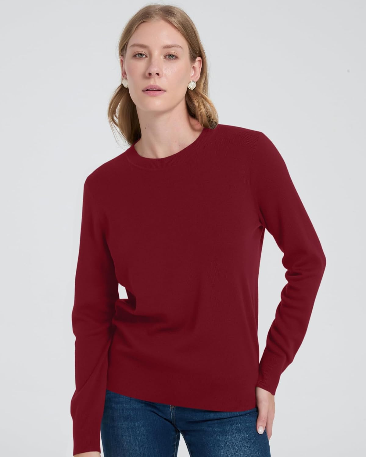 Women's 100% Merino Wool Sweaters Long Sleeve Crewneck Fall Sweater
