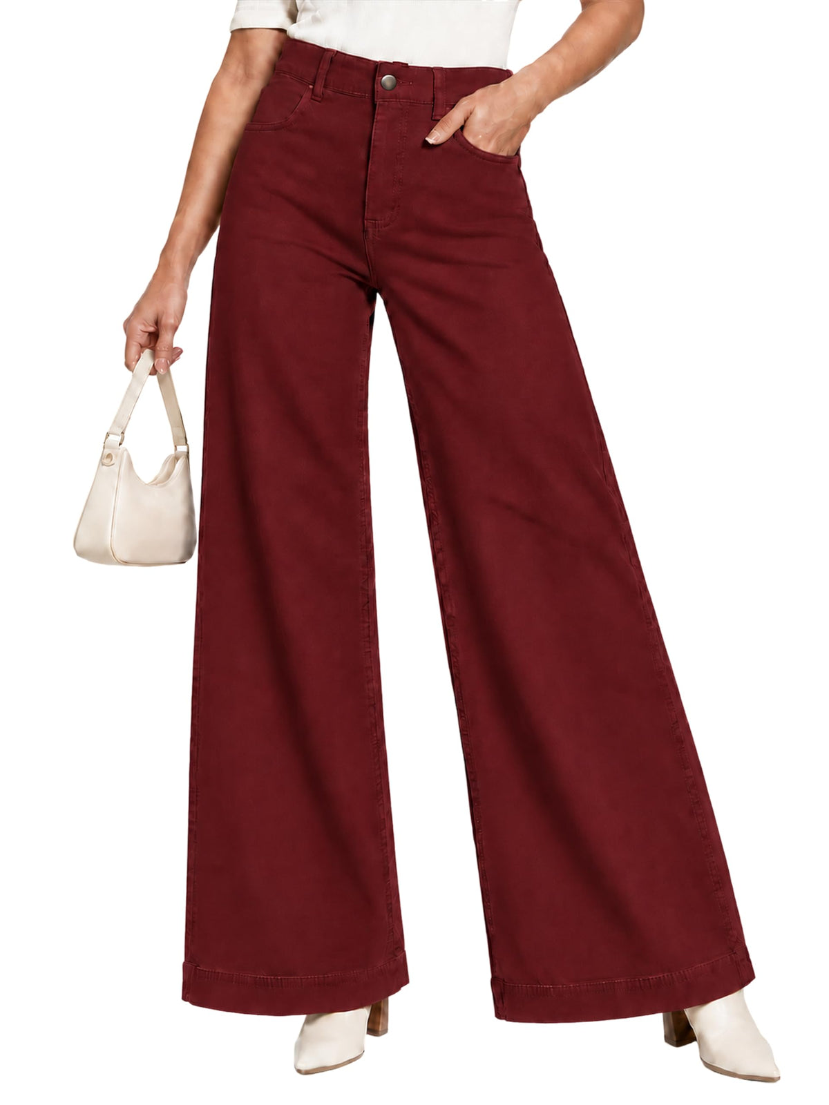 Womens High Waist Wide Leg Jeans Casual Stretch Loose Denim Pants