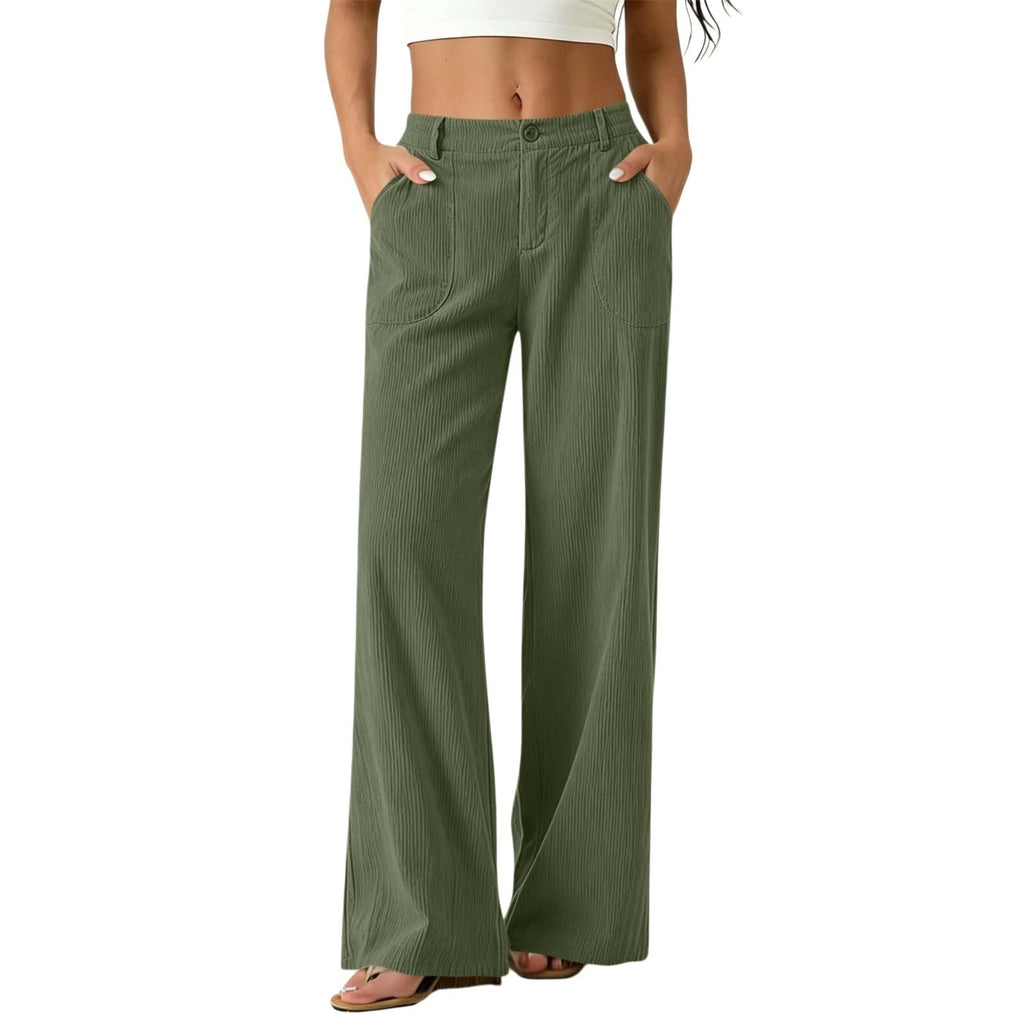 Women Wide Leg Elastic High Waist Trousers