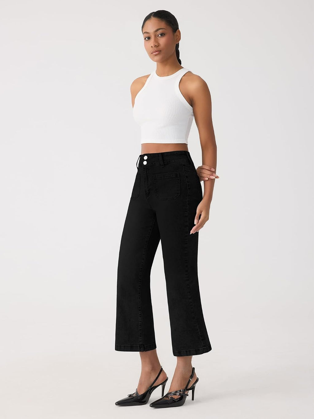 Jeans for Women High Waisted Cropped Flare Jeans Wide Leg Denim Pants