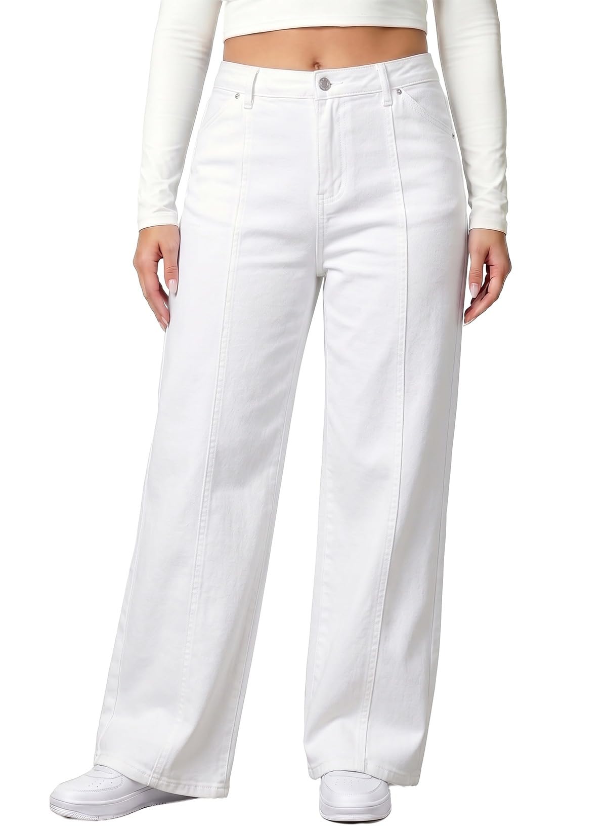 Plus Size Wide Leg Jeans High Waisted Stretchy Denim Pants
