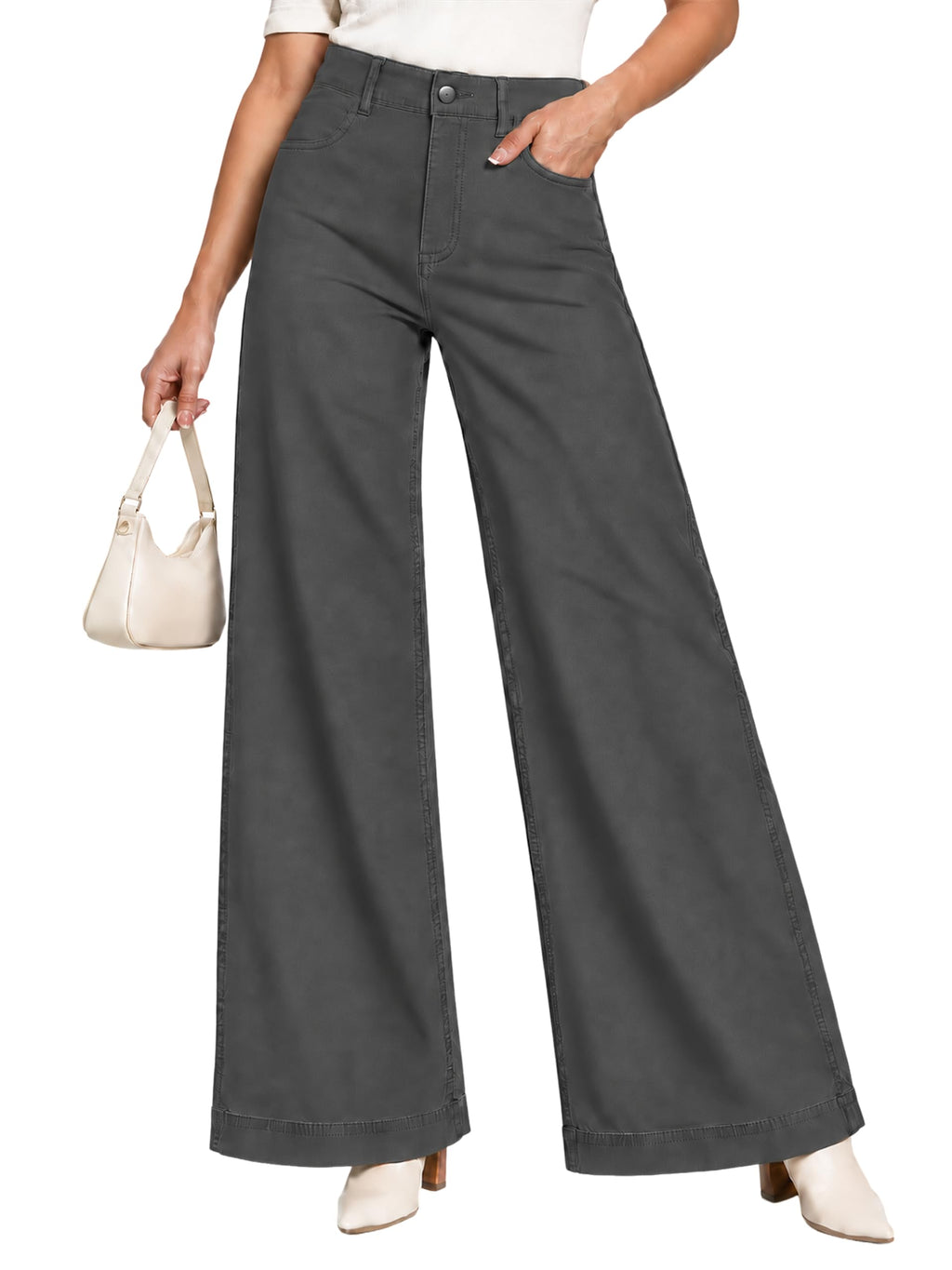 Womens High Waist Wide Leg Jeans Casual Stretch Loose Denim Pants
