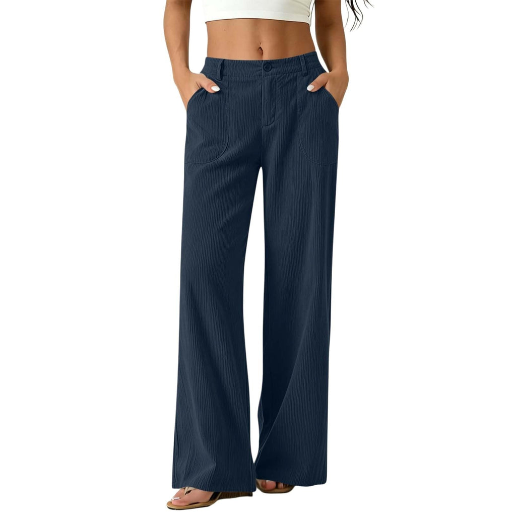 Women Wide Leg Elastic High Waist Trousers