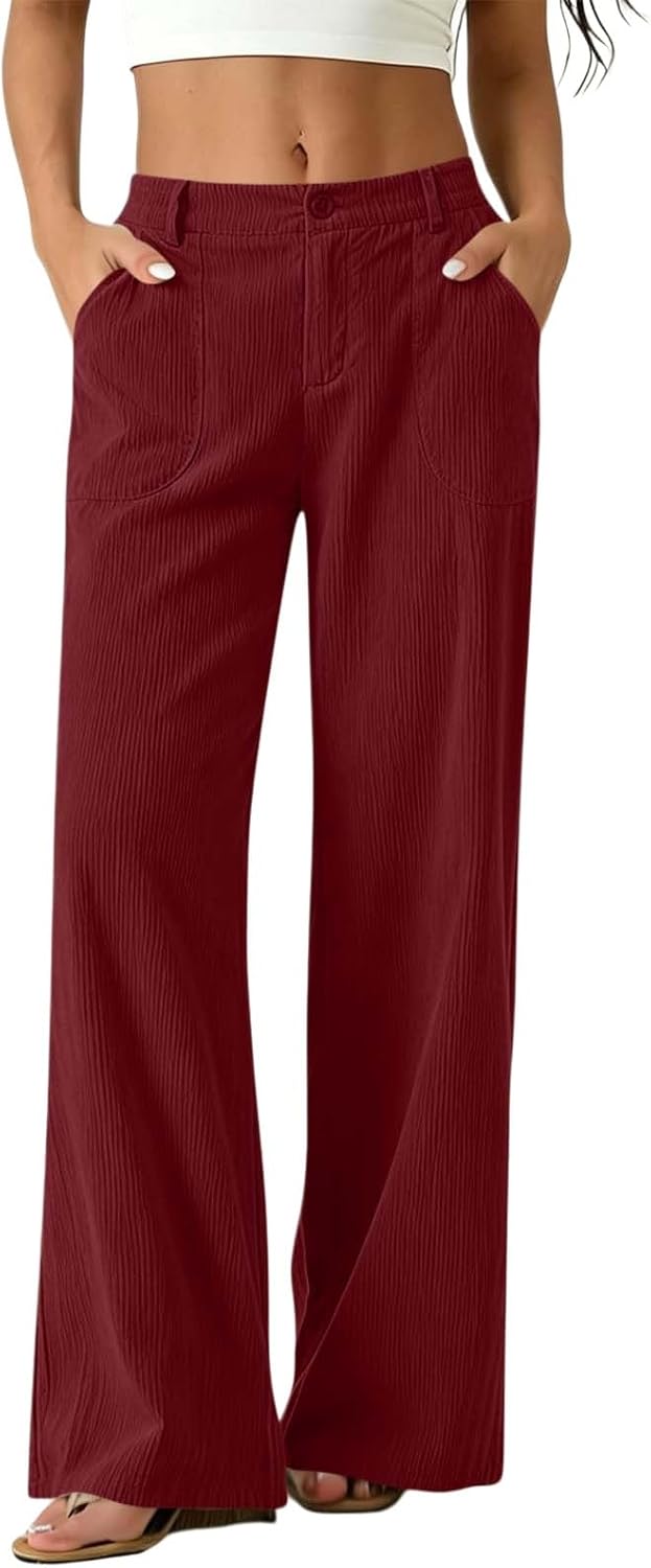 Women Wide Leg Elastic High Waist Trousers