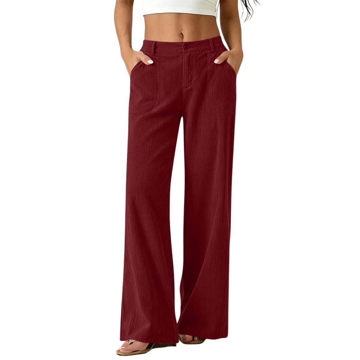 Women Wide Leg Elastic High Waist Trousers