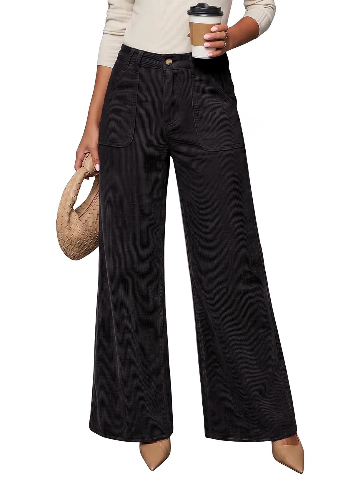 Womens Wide Leg Corduroy Pants