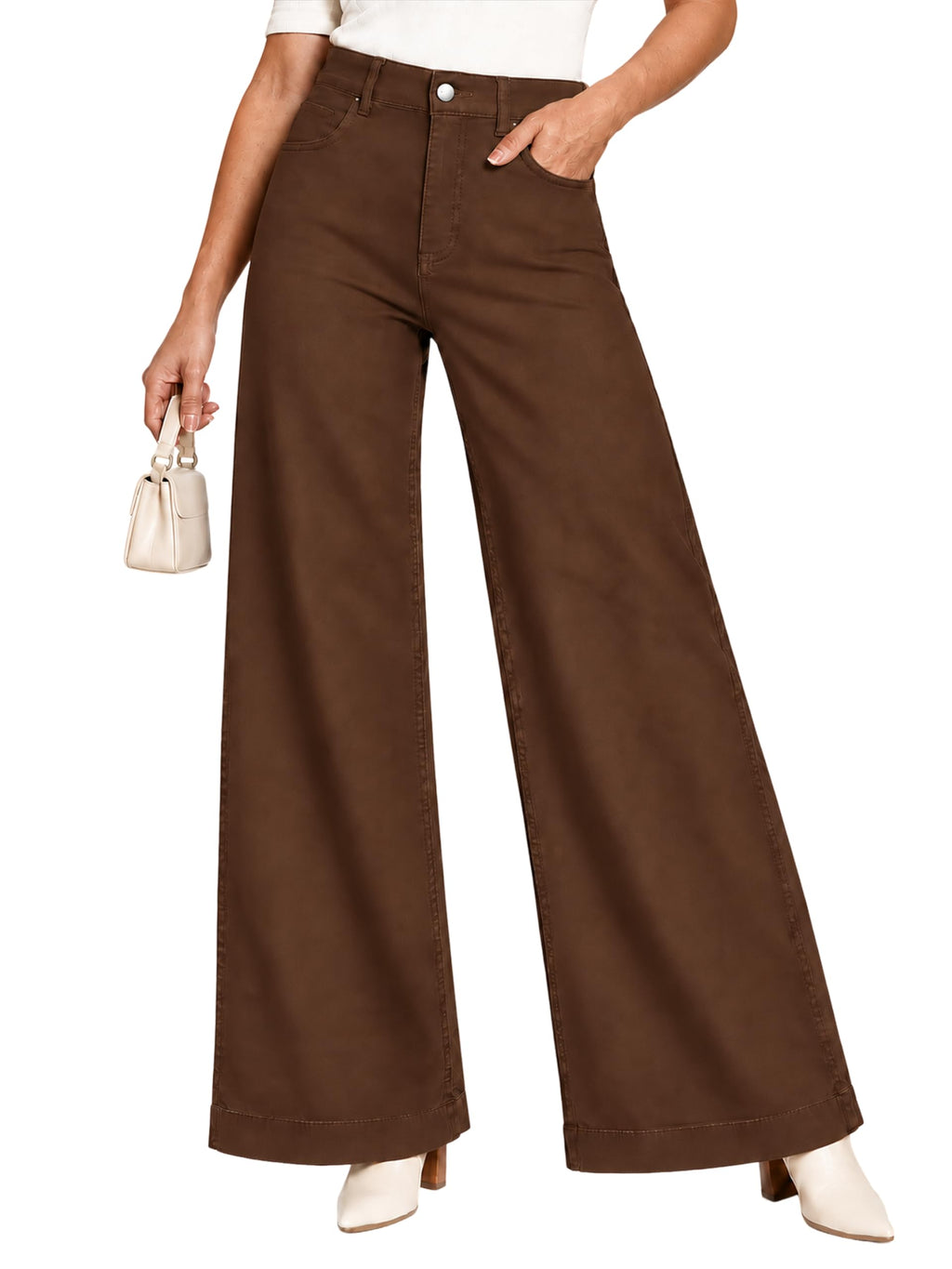 Womens High Waist Wide Leg Jeans Casual Stretch Loose Denim Pants