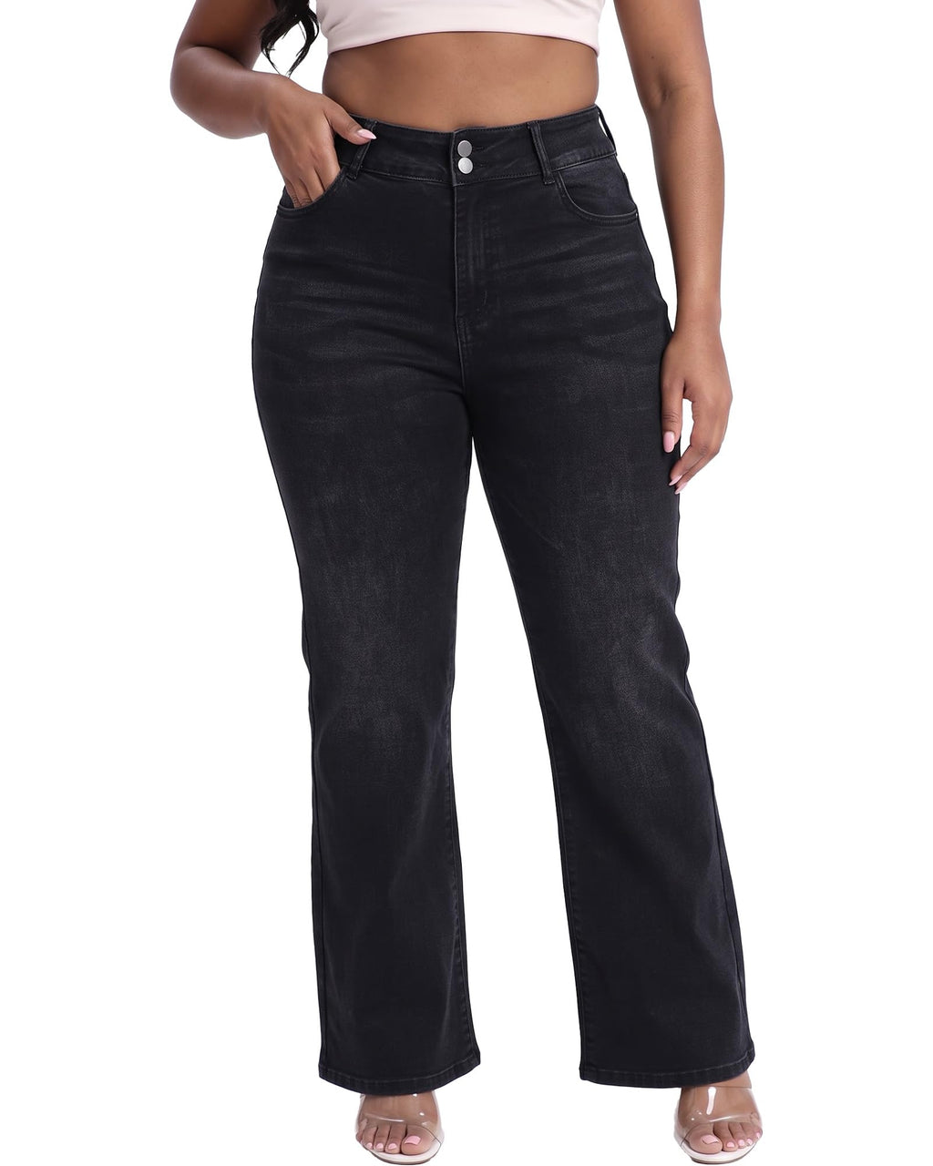 Plus Size Jeans for Curvy Women Straight Leg Stretchy Jeans