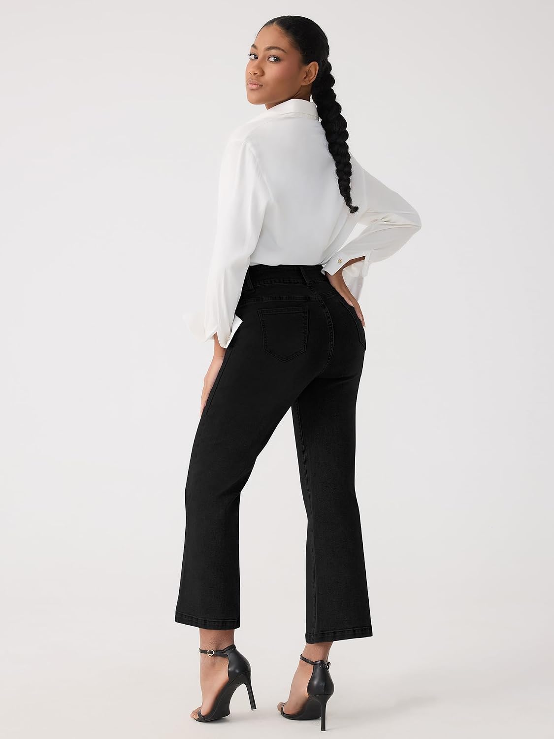 Jeans for Women High Waisted Cropped Flare Jeans Wide Leg Denim Pants