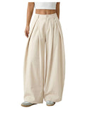 Women's Barrel Pleated Oversized Wide Leg Cargo Pants