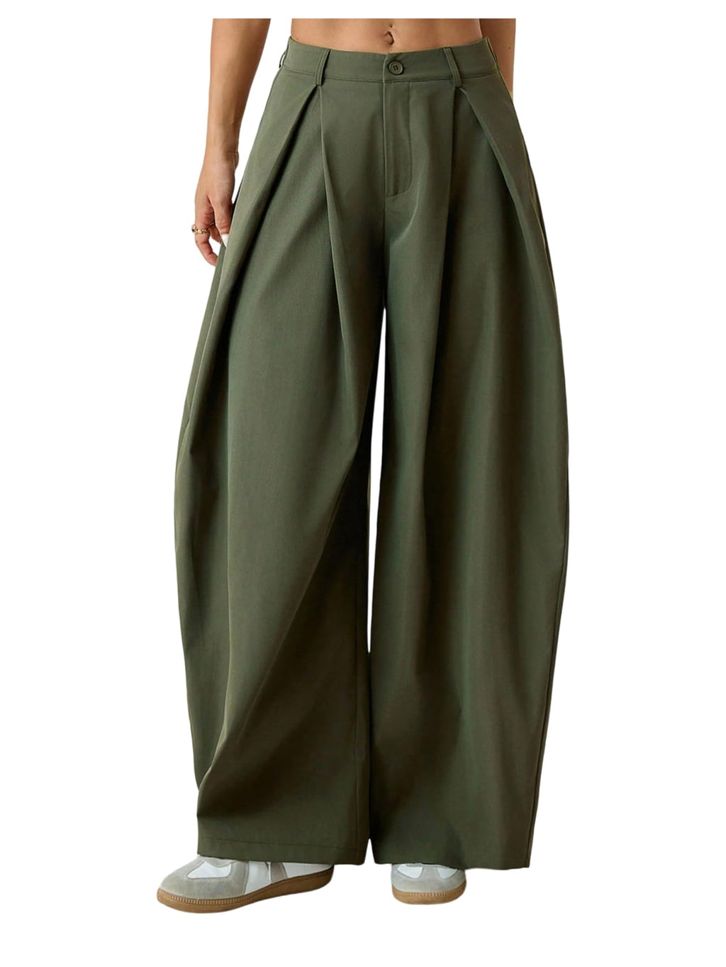 Women's Barrel Pleated Oversized Wide Leg Cargo Pants