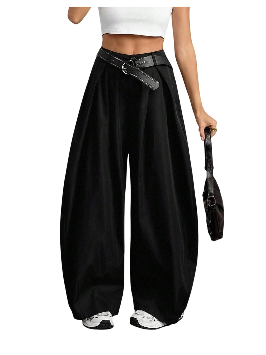 Women's Barrel Pleated Oversized Wide Leg Cargo Pants