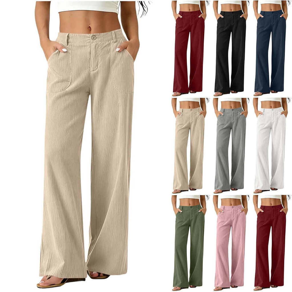 Women Wide Leg Elastic High Waist Trousers