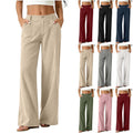 Women Wide Leg Elastic High Waist Trousers